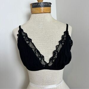Aubade Black Lace No Wire Adjustable Suede Strap size 34B Bra
